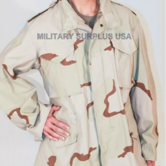 LARGE/REG DCU FIELD JACKET 3 COLOR DESERT CAMOUFLAGE UNIFORM THICK COAT SI 148